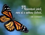 Magnet na lednici - Kamkoli jdeš, nes si s sebou štěstí. - Sri Chinmoy