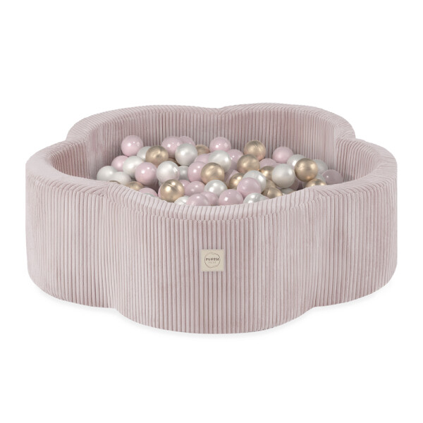 PLUSH NEST PLUSH NEST Suchý bazén Květinová zóna 95 × 30 cm, prémiový manšestr světle růžový, s 300 míčky