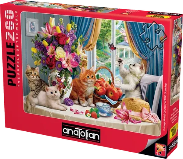 ANATOLIAN Puzzle Načechraná koťátka v obývacím pokoji
