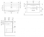 GEBERIT - Selnova Square Umyvadlová skříňka 64x99x48 cm, s umyvadlem, 2 zásuvky, lesklá bílá 501.244.00.1