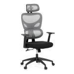 Kancelářská židle, šedá síťovina, černý plast, kolečka na tvrdé podlahy