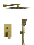 SAPHO - CUBEMIX podomítkový sprchový set s pákovou baterií, 2 výstupy, vyústění, zlato mat CM042GB-01