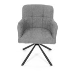 Židle jídelní, šedá látka, černý kov, otočný vratný mechanismus 90°/90° (L/P) - funkce reset