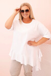 Dámská blůza Plus Size s bavlnou, kapsou a ohrnutým rukávem kiwi UNI