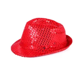 Rappa Klobouk disco červený s LED světlem pro dospělé
