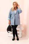Dámská bunda Plus Size prošívaná s límcem a knoflíkem džínová UNI