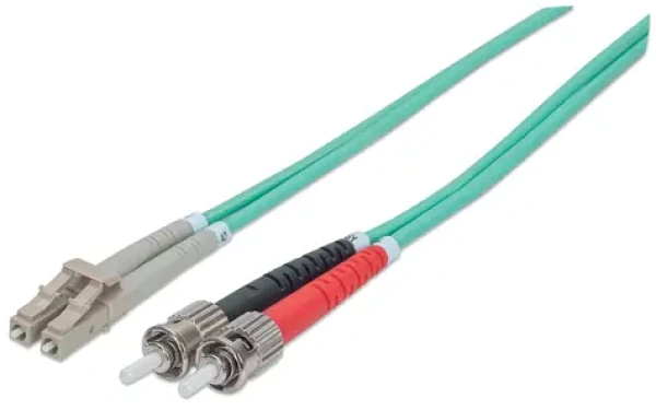 Intellinet optický kabel LC-ST OM3 1m tyrkysová / Patch kabel / Multimode / Duplex / LSZH plášť (751117)
