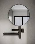 IDEAL STANDARD - ALU+ Zrcadlo s držákem ručníků, poličkou a pohárkem na kartáčky a pastu, hedvábná černá BD587XG