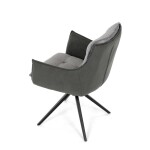 Židle jídelní, šedá látka, 360° vratný mechanismus, černý kov