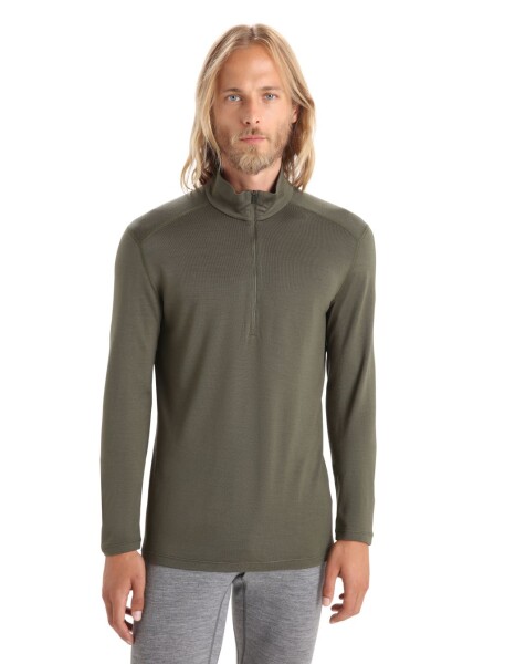 Pánské merino tričko s dlouhým rukávem ICEBREAKER Mens 260 Tech LS Half Zip, Loden velikost: M