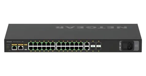 NETGEAR M4250-26G4F-PoE+ / Switch / L3 řízený / 24x Gigabit PoE+ / 2x Gigabit / 4x SFP (GSM4230P-100EUS)