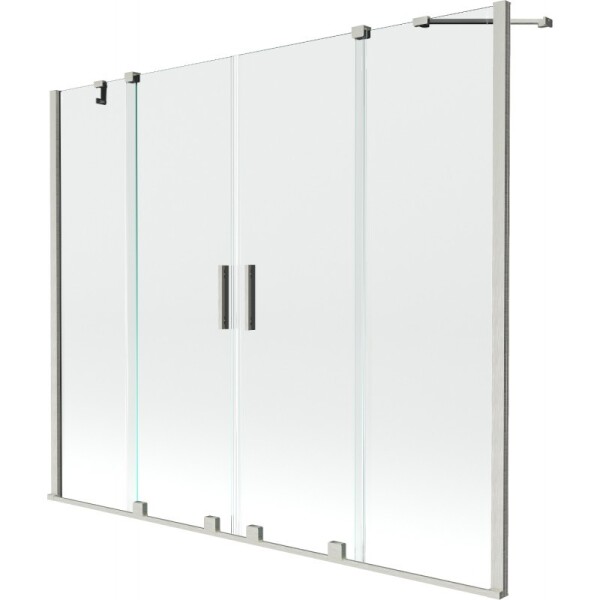 MEXEN/S - Velar Duo dvoukřídlá posuvná vanová zástěna 200 x 150, transparent, nikl kartáčovaný 896-200-000-02-97
