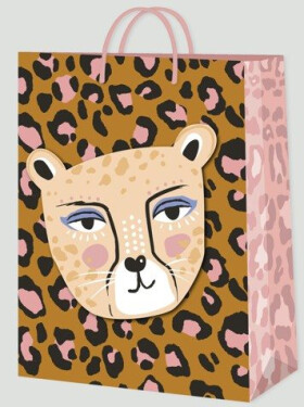 Dárková taška velká - Hnědá leopardí s leopardicí (26 × 12,7 × 32,4 cm) - Albi
