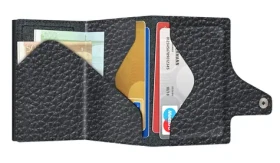 TRU VIRTU Click Slide Pebble Black/Black / Peněženka / RFID ochrana / Kůže a hliník / 5 karet (24104004408)