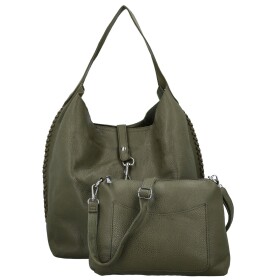 Trendy dámský koženkový set kabelek Lusiana, tmavě zelený