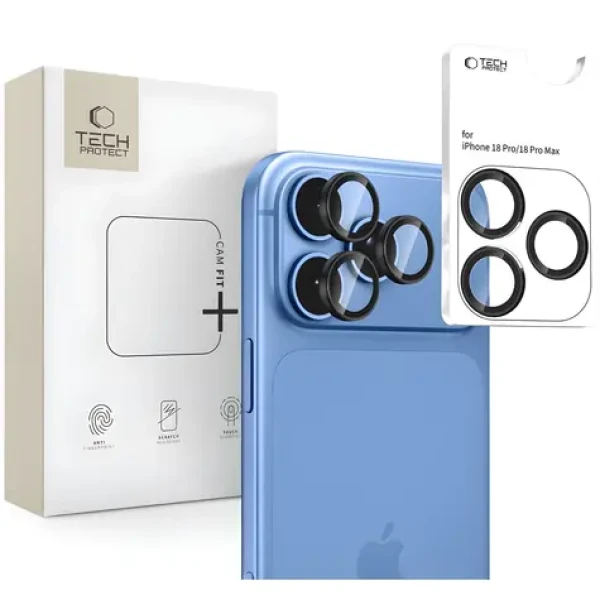 Tech-Protect Camring Fit+ černá / Ochranný kryt fotoaparátu / Apple iPhone 18 Pro/Pro Max (5906302325016)