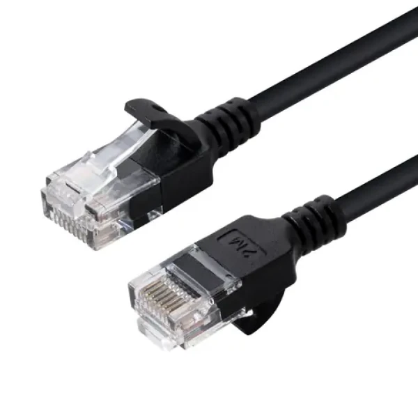 MicroConnect CAT6a U/UTP SLIM 0.5m černá / LSZH (V-UTP6A005S-SLIM)