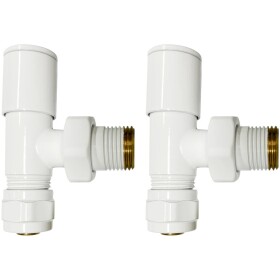 CERANO Připojovací sada radiátorových ventilů - ruční - rohová - 1/2"/PEX 16x2 mm - bílá lesklá