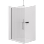 CERANO Sprchová zástěna Walk-in Onyx Top Round L/P - 8 mm - kulatá vzpěra - černá matná, rýhované sklo - 110x200 cm