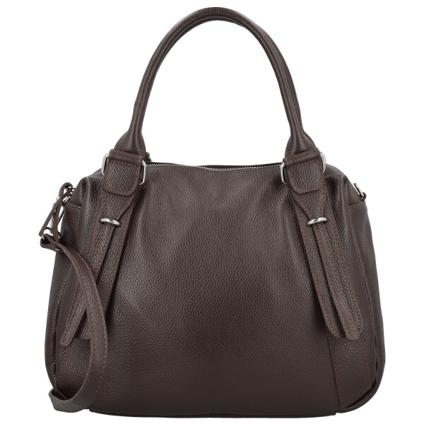 Módní dámská kožená kabelka do ruky Hannah, tmavě hnědá