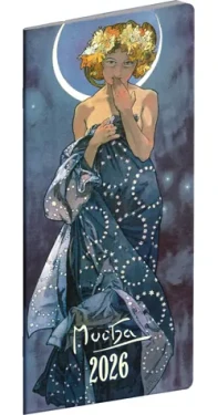 NOTIQUE Kapesní diář Alfons Mucha 2026 plánovací měsíční / 8 x 18 cm (PGD-MESPL-35780)