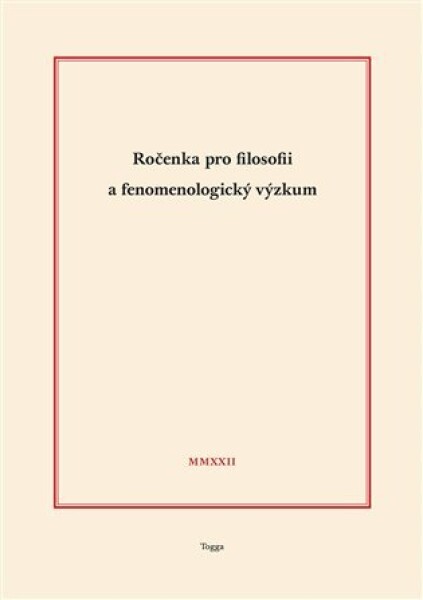 Ročenka pro filosofii fenomenologický výzkum 2022