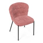 Židle jídelní, růžová látka, černé kovové nohy.