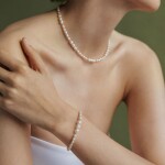 Perlový náhrdelník Sabrina - pravé perly, stříbro 925/1000, Zlatá 45 cm Bílá