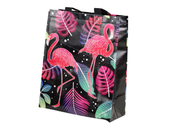 Mamido Dárková taška Flamingo 30,5cm x 24,5cm x 10cm černá
