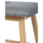 Botník / taburet, police, masiv bambus, přírodní odstín, šedá látka