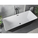 MEXEN/S - Velo Slim volně stojící vana 170 x 75, bílá/černá, sifon a přepad černá 52811707575-70