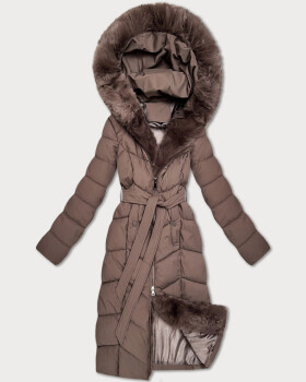 Hnědá dámská zimní bunda s kožešinovým panelem S'West (B8525-48) odstíny hnědé S (36)