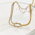 Náhrdelník z chirurgické oceli s propleteným uzlem Inés Gold, Zlatá 38 cm + 5 cm (prodloužení)