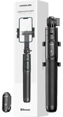 Ugreen selfie tyč s Bluetooth spouští černá / Selfie tyč / Bluetooth dálková spoušť / 360° otočná / do 7,2" (15062)