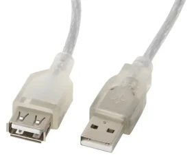 Lanberg kabel USB-A(M)-USB-A(F) 2.0 transparentní 5 m / Kabel USB / 5 m (CA-USBE-12CC-0050-TR)