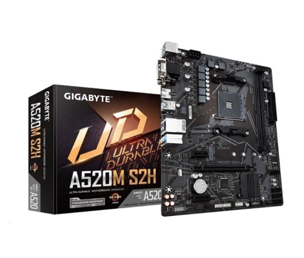 GIGABYTE MB Sc AM4 A520M S2H, AMD A520, 2xDDR4, 1xHDMI, 1xDVI, 1xVGA, mATX EDF_524110