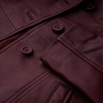 Dámský Kožený Kabát Dolce Brixton Višňová Velikost: 4XL