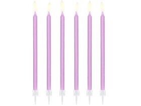 PartyDeco svíčky dlouhé světle fialové (12 ks)