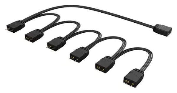 Akasa AK-CBLD13-85BK / RGB LED rozbočovač / 3-pin / 1 vstup na 6 výstupů / 85 cm (AK-CBLD13-85BK)