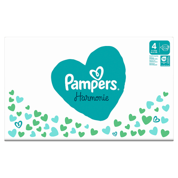 Pampers Harmonie Baby Dětské Plenky Velikost 4, 174 Plenek, 9kg-14kg