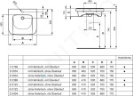 IDEAL STANDARD - Contour 21 Umyvadlo bezbariérové 600x560 mm, 1 otvor pro baterii, bez přepadu, bílá E512301