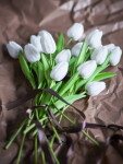 Bloomingville Umělá kytice Tulip Bouquet White 32 cm, bílá barva, multi barva, plast