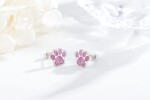 LUNICA Stříbrné puzetové náušnice RŮŽOVÁ TLAPKA 0673