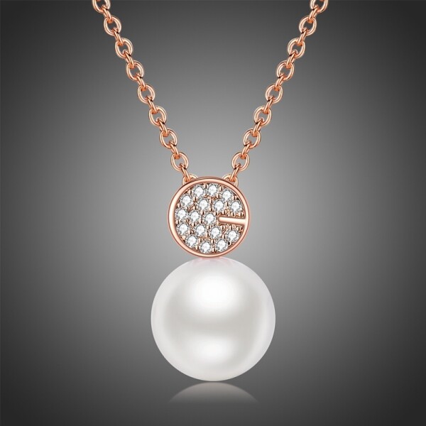 Náhrdelník Swarovski Elements s perlou Gioaccino, Bílá/čirá 40 cm + 5 cm (prodloužení)