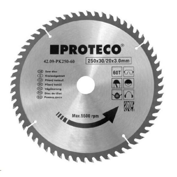 Kotouč pilový SK 250x3,0x30mm 60 zubů + redukce 42.09-PK250-60