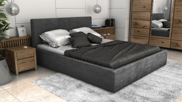 FRONTI Postel LINCOLN 160x200 tmavěšedá s úložným prostorem - manšestr - LINCOLN 90