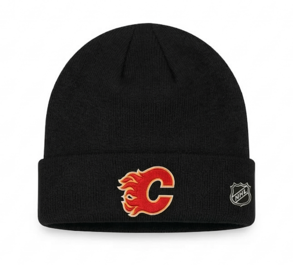 Fanatics Pánská zimní čepice Calgary Flames NHL Authentic Pro A/Cap Cuffed Beanie černá