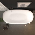 Erga Vienna, volně stojící vana 170x80 cm + odtoková zátka, bílá lesklá, ERG-VIENNA-170080-WH-WH