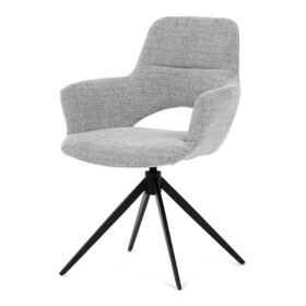 Židle jídelní, šedá látka, 360° vratný mechanismus, černý kov