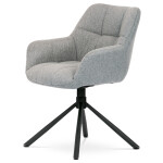 Židle jídelní, šedá látka, otočný mechanismus 90°/90° (L/P), černý kov